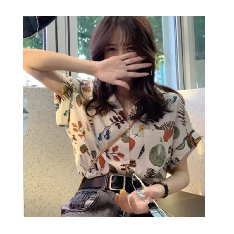 BXCNCKD Harajuku Shirts Spring Summer Blouse Mushroom Shirt Cottagecore Clothing Mushroom Button Shirt4