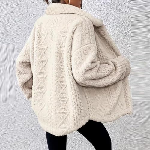 Fleece Jacket for Women Winter Lapel Button Casual Coat with Pockets - image 2