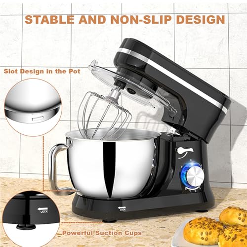 KHZKHC Food Mixer, Household Stand Mixer, Electric Dough Maker, 1000W Powerful Motor, 8 Gear Speed Adjustable,With 5Qt Stainless Steel Bowl, Dough Hook, Beater, for Restaurant, Kitchen - Image 7