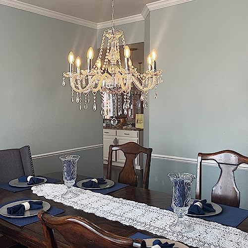 Crystop Contemporary Elegant 8 Lights Candle Crystal Chandeliers, Dining Room Light Fixture, Led Pendant Celing Lamp For Bedroom,Living Room,Hallway,Entry 31.5 Inch X 47.2 Inch #TOP4