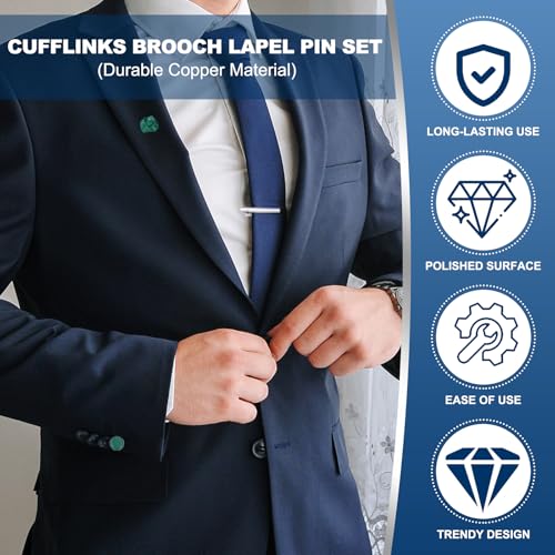 Set de Mancuernillas y Broche para Hombre Rojo miniatura 3