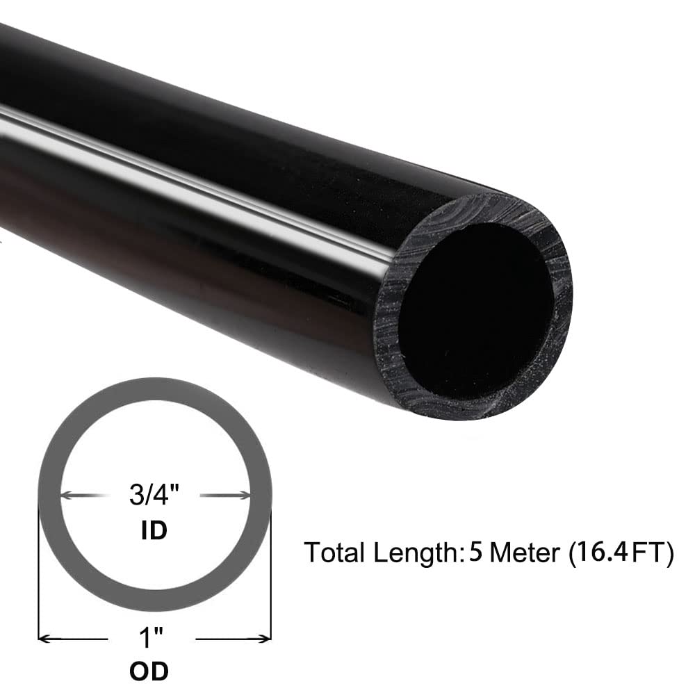 QuQuyi Manguera de vacío de silicona de alta temperatura de 19 mm de diámetro interior x 1 pulgada de diámetro exterior, color negro, versión extendida, tubo de aire de silicona pura, manguera de agua