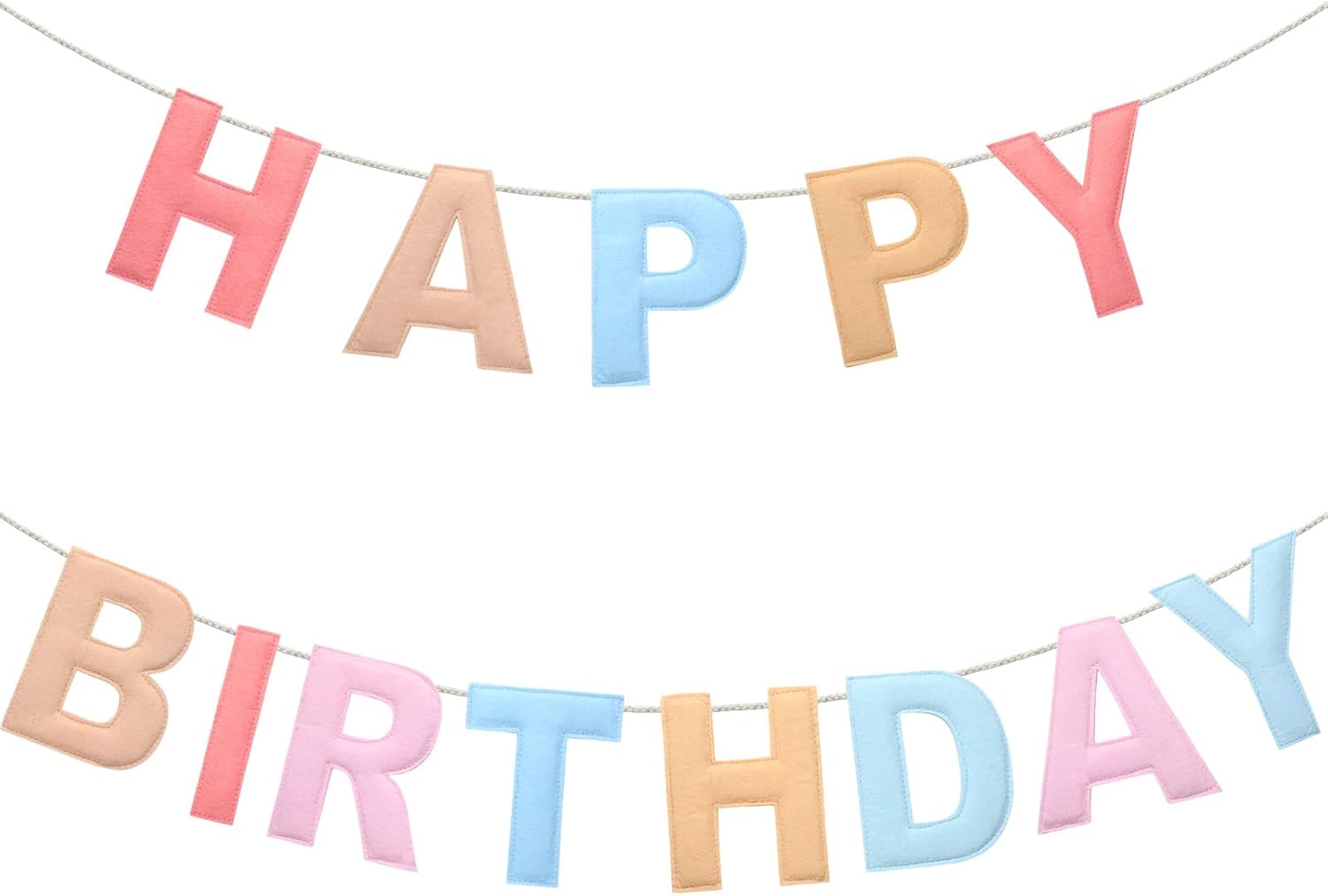 Felt Happy Birthday Garland Rainbow Banner Reusable Happy Birthday Sign Party Supply for Party Decor (Macaron Color,Normal) Macaron Color Normal