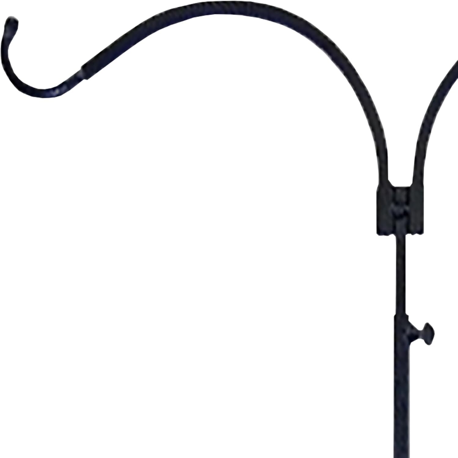 Erva Adjustable Double Shepherd Hooks, Black, Pack of 2 Heavy-Duty Steel Hanging Poles, 4.5'–7' Telescoping Garden Hooks with Dual Arms, Powder-Coated Outdoor Hangers for Bird Feeders & Planters