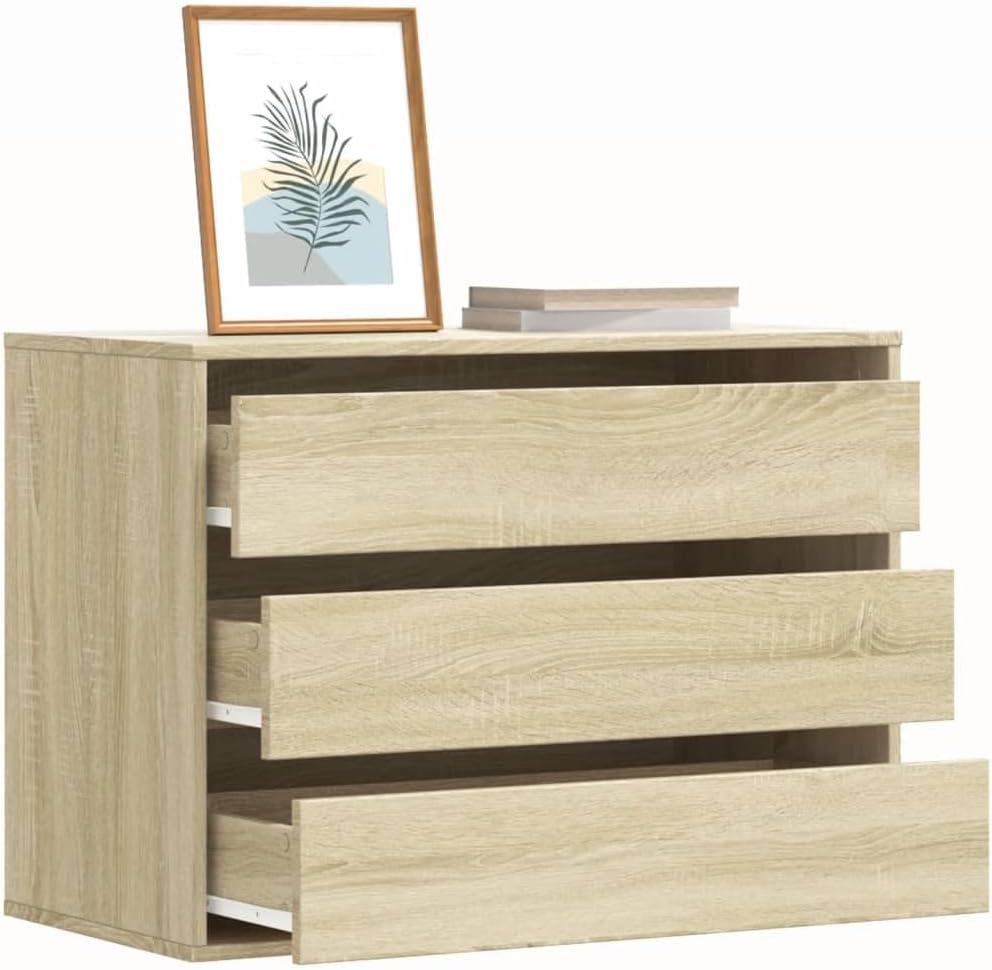 Kangmusi 852854 Oak Wood Chest of Drawers with drawers partially open