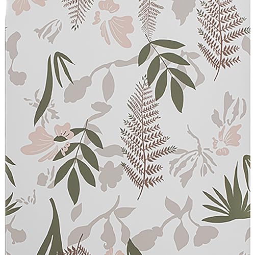 JOLIHOME Papel Pintado Vintage Floral Autoadhesivo Flores y Hierba Pelar y Pegar Papel de Contacto Adhesivo de Pared Removible Rosa, Verde y Marrón para Armario Encimera 44.5x500cm