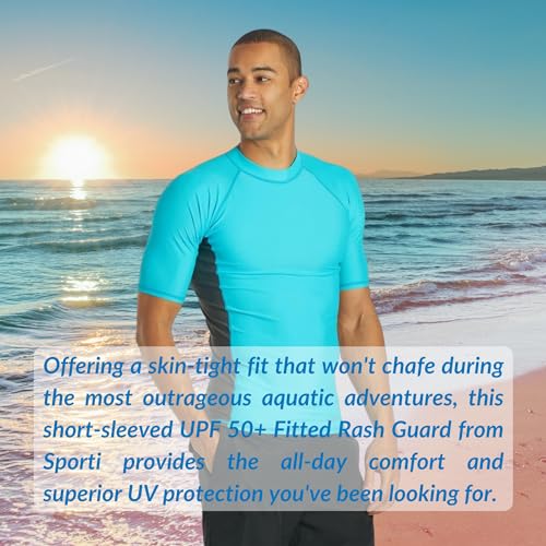 Sporti Men's S/S UPF 50+ Swim Shirt - Rashguard for Men - Comfortable Men's Rash Guard Shirts3