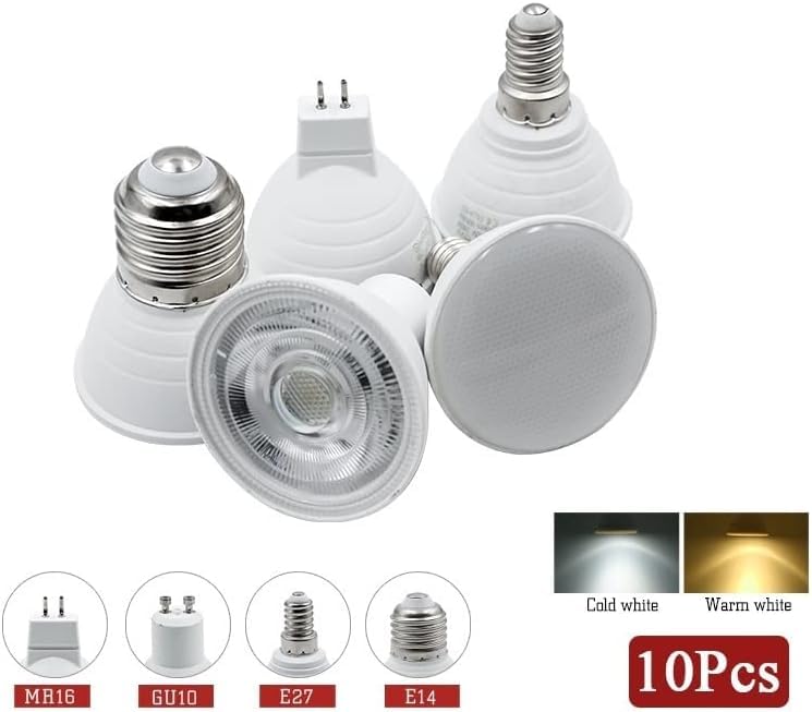 Jiaxu Illuminazione 10 Pz/Lotto Ac220v Gu10 Mr16 LED E27 E14 LED Lampada 24/120 Gradi Faretto Lampadina 6w Lamparas LED Lampadine per Interni per Uso Domestico, Cold White, 120 GU10