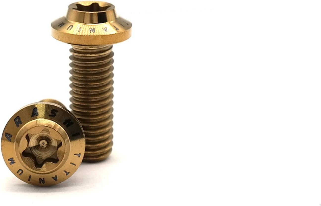 Mounting Bolts for Brake Discs Rotors M8 x 22mm x 1.25 mm Pitch Titanium Alloy Tapered Torx Screws Hex Allen Socket Head Gold Motorcycle Accessories Parts Pack of 10