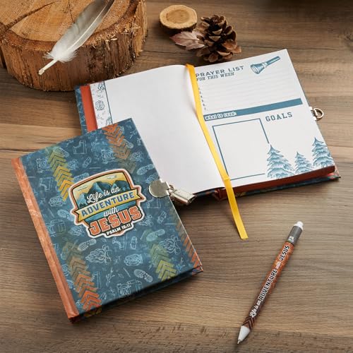 Image of Secret Diary with Lock /Keys, Boys Interactive Glow in the Dark Christian Journal with Writing Prompts Teen, Tween - Life is an Adventure with Jesus Psalm 16:11 Bible Verse