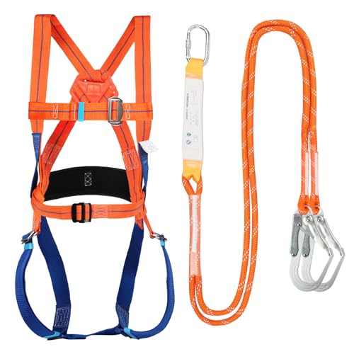 WingFly Arnés de Seguridad Anticaidas, 5 Puntos Kits de Arnés de Seguridad Arnés Escalada, Max 100kg, Ergonómico Ajustable Cuerpo Completo Protección Contra Caídas Arnés