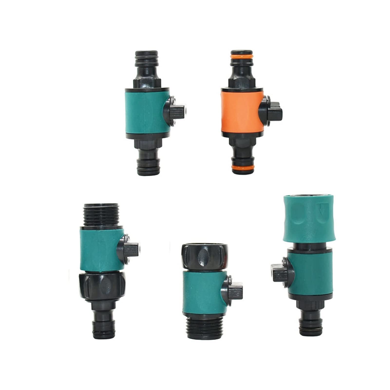 Conector rápido de boquilla 5/8 con válvula de agua para manguera de jardín y lavado