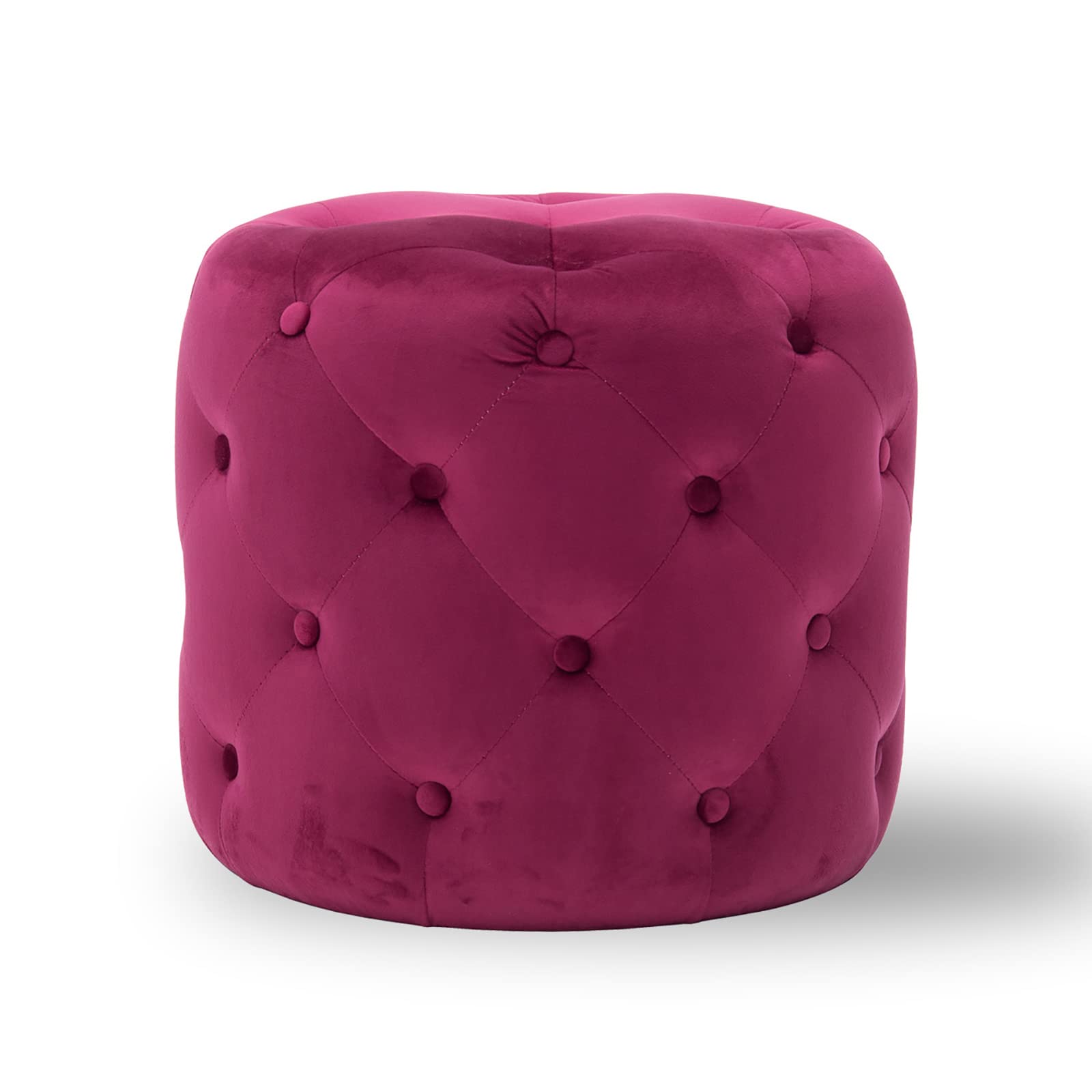 Pouf rond en velours confortable rose assise entrée stable