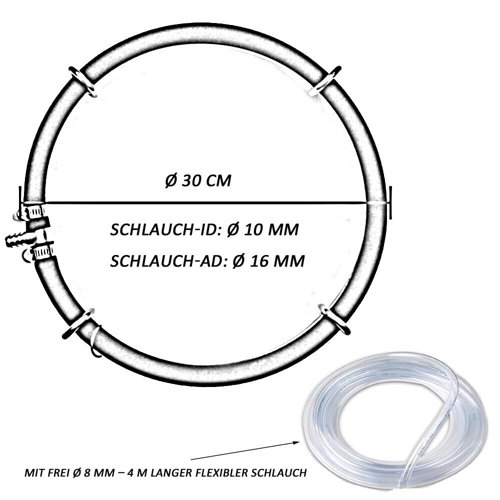 Japanischer Belüfterring für Koi-Teich, Belüftung und Sauerstoffversorgung, Diffusor für den Koi-Teich sowie zur Sauerstoffanreicherung des Gartenteichs (1 Schlaufe / Ø 30 cm)