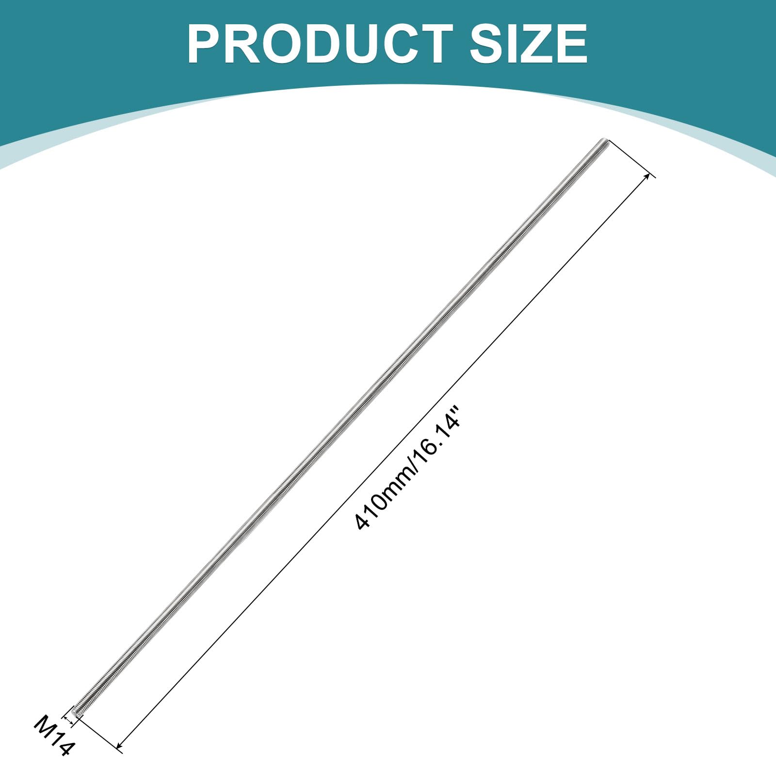 QUARKZMAN 2pcs Tige Filetée Complète M14 x 400mm Longueur, Tiges Filetées Complète Filetage à Droite en Acier Inoxydable 201 avec Écrous Rondelle Plate pour Serre-Joints Crochets U-Boulons