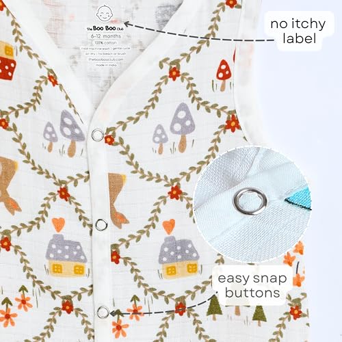 Image of The Boo Boo Club Organic Cotton Baby Jhabla | Pack of 4 Newborn Sleeveless Jabla | Newborn Infant Summer Wear | Soft & Breathable Muslin Fabric | Easy Button Closure Vest