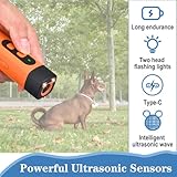 Calenxy Anti Bell Gerät Hunde, 3 Modi Ultraschall Hundeabwehr, Wiederaufladbar Antibell Ultraschall Gerät mit LED-Taschenlampe für Kleine Große Hunde Innen Außenbereich Hund