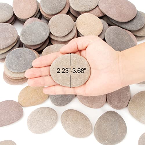 [About 98 PCS - 103 PCS](18.1 Pounds) Painting Rocks,2.23"-3.68" River Rocks,Flat Stones - Thumbnail 3