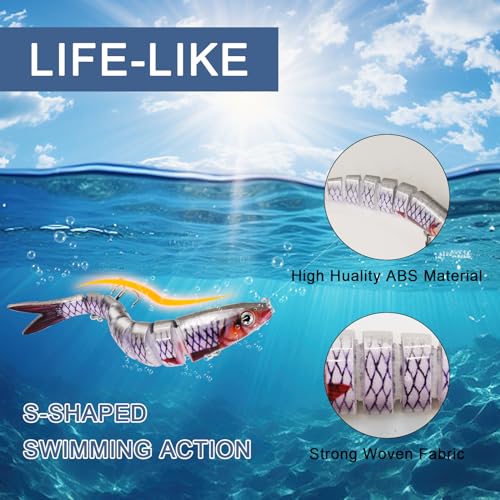 3Pcs Fishing Lures, for Bass Trout Topwater Multi Jointed Swimbaits, Slow Sinking Bionic Swimming Lures, Bass Freshwater Saltwater Bass, Lifelike Fishing Lures Kit