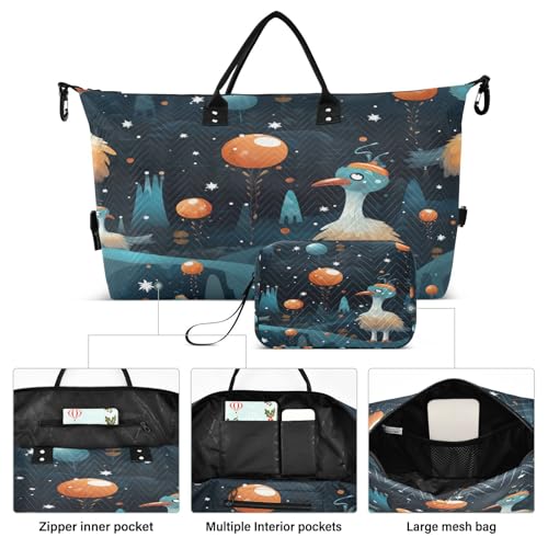 Cute Abstract Ostriches Travel Duffel Bags Gym Bag Weekender Handbag with Toiletry Bag for Women Girls Men2