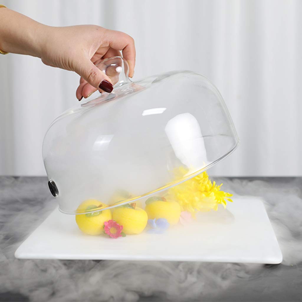 Pantalla de Cristal Cubierta de Alimentos Cubierta de Cúpula de Cloche para Fumar para Fumar Cóctel/postre, Bebidas Ahumadas, Campana de Domo con Infusor de Humo, Bar Accesorios Decoración, 10,2"*7,1"