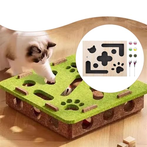 Entrenamiento mental para gatos con laberinto desmontable de madera 5