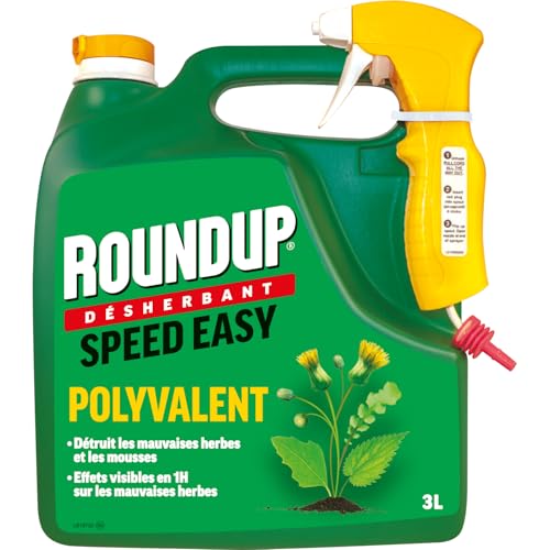 ROUNDUP RPO3A - Désherbant Jardin Polyvalent Prêt à L'emploi 3 L - Premiers effets visibles 1h - Elimine mauvaises herbes et mousses par simple contact - Produit à base d'acide pélargonique - 100m²