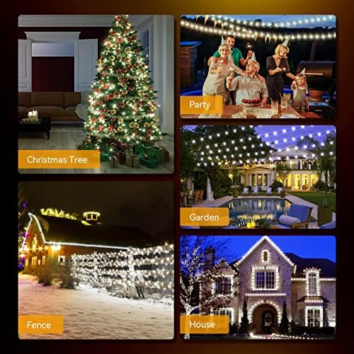 Battery&Solar String Lights [2 in 1],Outdoor Solar Lights 30M/100Ft 300 LED IP67 Waterproof 5 Brightness White 8 Modes,Solar Garden Lights for Indoor/Outdoor Patio Gate Yard Fence Trees Wedding