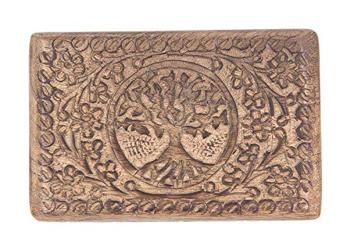 Hand Carved Tree Of Life Wooden Storage Box (Medium, Tree Of Life) #TOP3