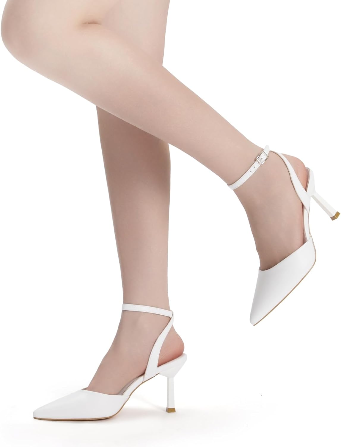 Athlefit Women's Closed Pointed Toe 3 Inch High Heels Ankle Strap Stiletto Heel Wedding Party Dress Pumps Shoes - Image 8