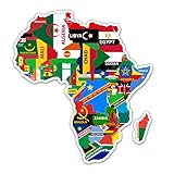 African Map with Flags - 3" Vinyl Sticker - for Car Laptop Water Bottle Phone - Africa Countries Decal