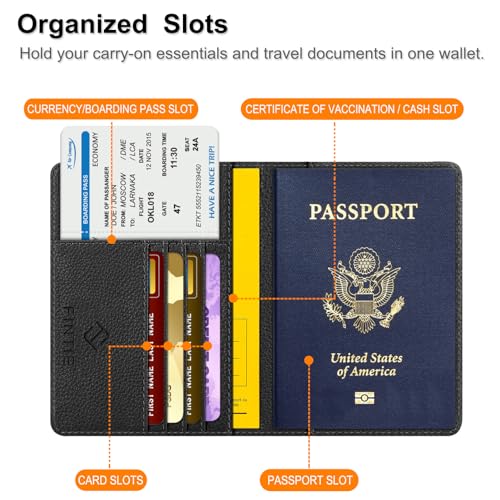 Image of FINTIE Passport Holder, Slim Travel Wallet RFID Blocking Card Case Cover Passport Cover Protector Essentials with Credit Card Slots for Women /Men | Slim