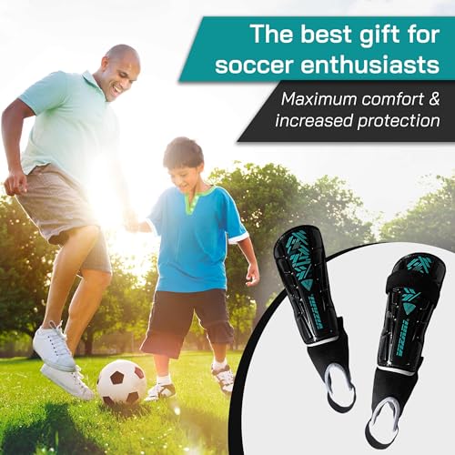 image for Vizari Malaga Shin Guards for Kids & Adults – Soccer Shin Guards wit