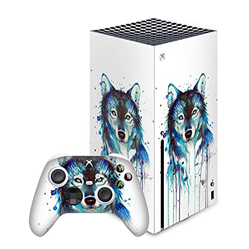 Skin Xbox Series X pour masquer les rayures autocollant vinyle loup de glace