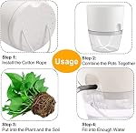 Self Watering Planters for Indoor Plants, 3 Pack 6 Inch African Violet Pots | Modern Decorative Flower Pots with Transparent Water Reservoir, Perfect for Indoor House Plants, Flowers (White)