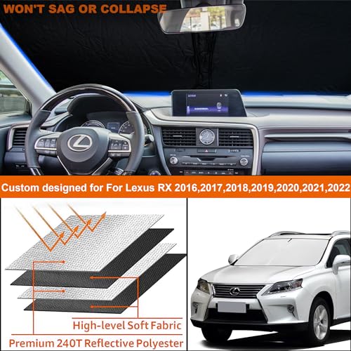 Foldable Front Windshield Sunshade fit for Lexus RX 350 450h 2016-2022 by GZSH - Used condition - Image 6