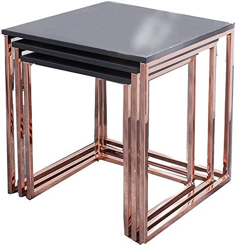DuNord Design Coffee Table Set of Three Stage Matte Copper Table Set Graphite