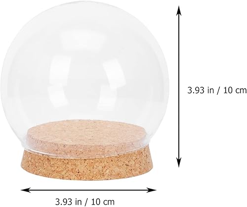 Miniatura 2 de PRETYZOOM Cúpula de cristal de 4 piezas, cúpula de cristal transparente con base de corcho, pequeño tarro de exhibición de vidrio para flores secas