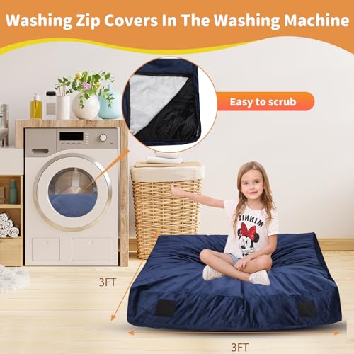 WOUDY Crash Pads for Kids Sensory, Sensory Crash Pads for Autistic Children, Crash Pads Sensory Pads, Crash Pads, for Children and Adults,with Washable Cover (3 feet x 3 feet) Blue - Image 5