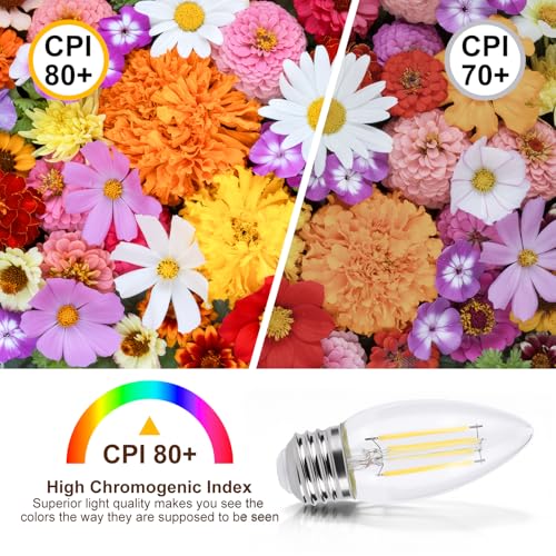 KINUR E26 led Bulb 40W Candelabra Light Bulbs,B11 LED Chandelier Bulbs,5000K Warm White Decorative Candle Bulb,for Ceiling Fan Home Decor 4-Pack — view 5
