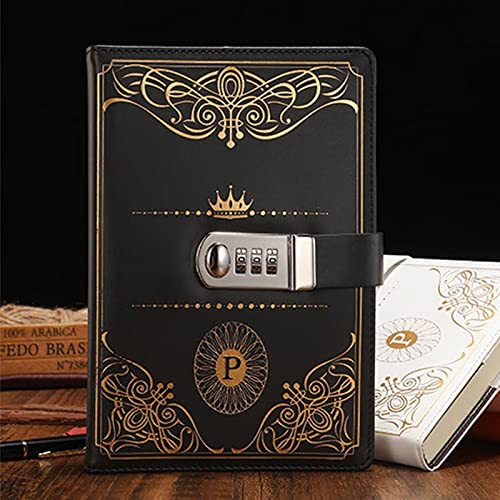 Bullet Journal Notebook de mot de passe A5 Retro avec cahiers de verrouillage Puce Journal de verrouillage cuir Voyageur Notepad School Papeterie Cadeaux Cahier De Note ( Color : B , Size : A5 )