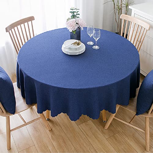 Image of Round Waterproof Tablecloth Spill-Proof and Stain Resistant Table Cloth Wrinkle Free Washable Decorative Fabric Table Cover for Kitchen, Dining, Parties, Buffet, Wedding(55 inch, Royal Blue)
