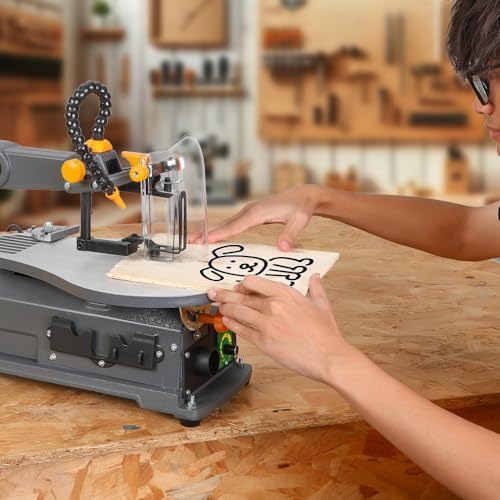 Hoteche 16 Dekupiersäge | 80W 400-1600 U/min | 406mm Schnittbreite | VDE-Stecker für Holz/Kunststoff