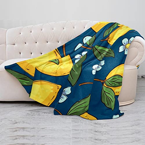 Couverture polaire plaid canapé chambre motif fruit citron fleur - 5