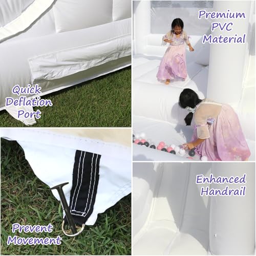 White Bounce House with Slide& Ball Pit for Adults,Commercial PVC 15FT Large Inflatable Bounce House Castle Outdoor with 950W Powerul Blower,Wedding Birthday Party Decorations 15x15x10FT - Image 4