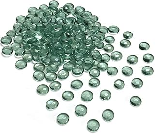 BELLE VOUS Green Glass Pebbles - 2kg / 4.5lbs 18mm Flat Marble Bead Gemstones - Decorative Gems for Weddings/Party Table Scatter, Centrepiece Vase Filler Stones and Aquarium Decor