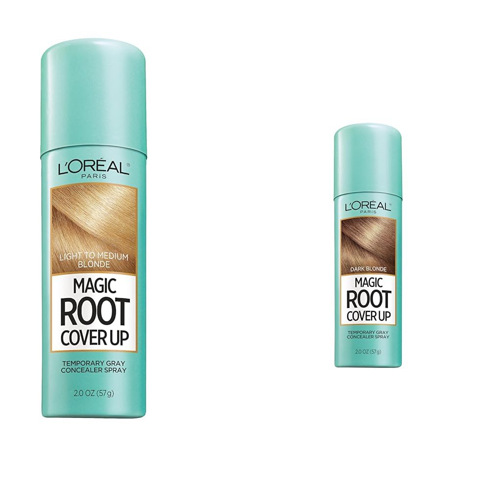 L'Oreal Paris Magic Root Cover Up Gray Concealer Spray Light to Medium Blonde and Dark Blonde 2 oz. Bundle