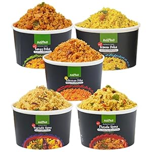 Kapka Assorted Variety Indian Meals – 5 Pack – Ready to Eat Authentic Vegan Prepared Food – Just Add Water – Microwaveable Plant-Based Snacks for Breakfast, Lunch, Non-GMO, No Additives – 3.5oz Each