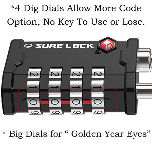 Sure Lock Tsa Accepted Heavy Duty Big Combination Luggage Padlock For Gun Cases, Transporting Equipment Cases In Trade Show, Music And Medical Industries (2, Black) #TOP2
