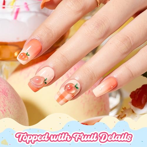 Image of Beetles Peach Gel Nail Polish - Taste of Summer Sweetie Peach Pastel Orange Coral Gel Polish, Same Color Bottle, Soak Off UV LED Lamp Pastel Nail Art, Long-Lasting Manicure Salon DIY Summer Nails